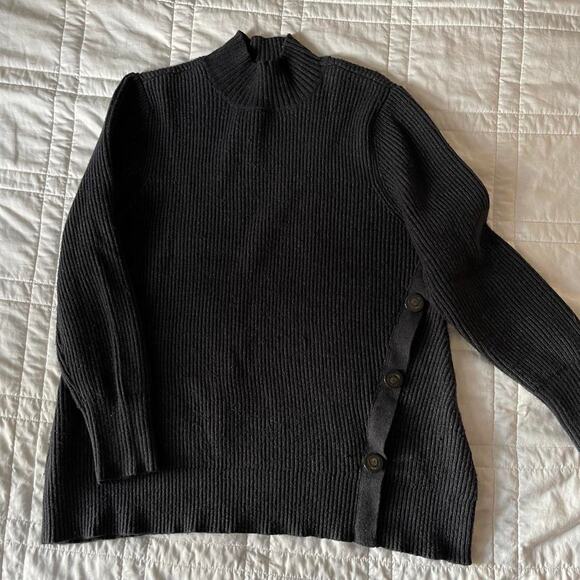 womens knit mock turtleneck sweater sz XL button detail academia dark boho - Picture 1 of 4